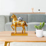 Maxbell Horse Statue Resin Figurine Sculpture Art Craft for Home Desk Decoration Aureate Style A