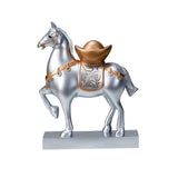 Maxbell Horse Statue Resin Figurine Sculpture Art Craft for Home Desk Decoration Argent Style A