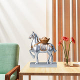 Maxbell Horse Statue Resin Figurine Sculpture Art Craft for Home Desk Decoration Argent Style A