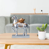 Maxbell Horse Statue Resin Figurine Sculpture Art Craft for Home Desk Decoration Argent Style A