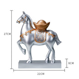 Maxbell Horse Statue Resin Figurine Sculpture Art Craft for Home Desk Decoration Argent Style A