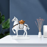 Maxbell Horse Statue Resin Figurine Sculpture Art Craft for Home Desk Decoration White Style A