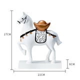 Maxbell Horse Statue Resin Figurine Sculpture Art Craft for Home Desk Decoration White Style A