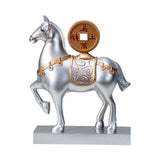 Maxbell Horse Statue Resin Figurine Sculpture Art Craft for Home Desk Decoration Argent Style B