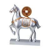 Maxbell Horse Statue Resin Figurine Sculpture Art Craft for Home Desk Decoration Argent Style B