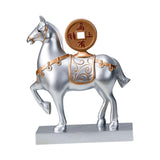 Maxbell Horse Statue Resin Figurine Sculpture Art Craft for Home Desk Decoration Argent Style B