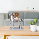Maxbell Horse Statue Resin Figurine Sculpture Art Craft for Home Desk Decoration Argent Style B