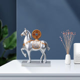Maxbell Horse Statue Resin Figurine Sculpture Art Craft for Home Desk Decoration Argent Style B