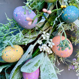 Maxbell Eucalyptus Wreath Ornament Colorful Egg Garland for Party Backdrop Window