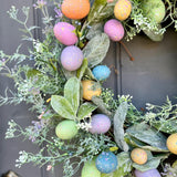Maxbell Eucalyptus Wreath Ornament Colorful Egg Garland for Party Backdrop Window