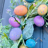 Maxbell Eucalyptus Wreath Ornament Colorful Egg Garland for Party Backdrop Window