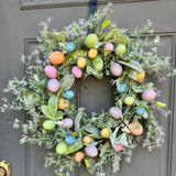 Maxbell Eucalyptus Wreath Ornament Colorful Egg Garland for Party Backdrop Window