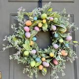 Maxbell Eucalyptus Wreath Ornament Colorful Egg Garland for Party Backdrop Window