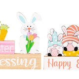 Maxbell 2 Pieces Easter Egg Bunny Decoration Lovely Spring Centerpiece Signs Desktop