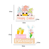 Maxbell 2 Pieces Easter Egg Bunny Decoration Lovely Spring Centerpiece Signs Desktop