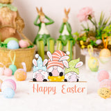 Maxbell 2 Pieces Easter Egg Bunny Decoration Lovely Spring Centerpiece Signs Desktop