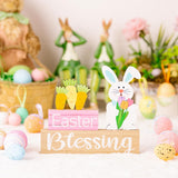 Maxbell 2 Pieces Easter Egg Bunny Decoration Lovely Spring Centerpiece Signs Desktop