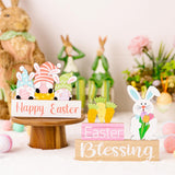 Maxbell 2 Pieces Easter Egg Bunny Decoration Lovely Spring Centerpiece Signs Desktop