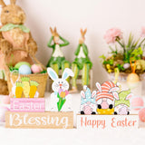 Maxbell 2 Pieces Easter Egg Bunny Decoration Lovely Spring Centerpiece Signs Desktop