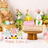 Maxbell 2 Pieces Easter Egg Bunny Decoration Lovely Spring Centerpiece Signs Desktop