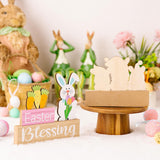 Maxbell 2 Pieces Easter Egg Bunny Decoration Lovely Spring Centerpiece Signs Desktop