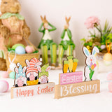 Maxbell 2 Pieces Easter Egg Bunny Decoration Lovely Spring Centerpiece Signs Desktop