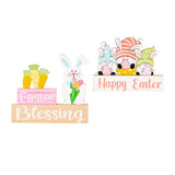 Maxbell 2 Pieces Easter Egg Bunny Decoration Lovely Spring Centerpiece Signs Desktop