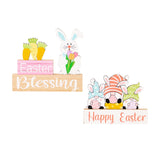 Maxbell 2 Pieces Easter Egg Bunny Decoration Lovely Spring Centerpiece Signs Desktop