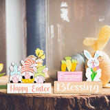 Maxbell 2 Pieces Easter Egg Bunny Decoration Lovely Spring Centerpiece Signs Desktop