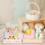 Maxbell 2 Pieces Easter Egg Bunny Decoration Lovely Spring Centerpiece Signs Desktop