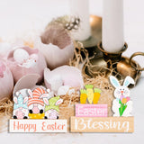 Maxbell 2 Pieces Easter Egg Bunny Decoration Lovely Spring Centerpiece Signs Desktop