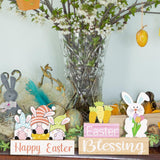 Maxbell 2 Pieces Easter Egg Bunny Decoration Lovely Spring Centerpiece Signs Desktop