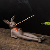 Maxbell Ceramic Bunny Statue Incense Holder for Home Decor Housewarming Gift
