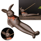 Maxbell Ceramic Bunny Statue Incense Holder for Home Decor Housewarming Gift