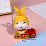 Maxbell Car Front Nodding Rabbit Figurines Sculptures Swing Doll Decor Ornament Cute Eyes Closed