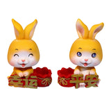 Maxbell Car Front Nodding Rabbit Figurines Sculptures Swing Doll Decor Ornament Cute Eyes Closed