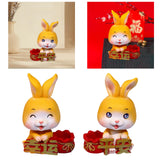 Maxbell Car Front Nodding Rabbit Figurines Sculptures Swing Doll Decor Ornament Cute Eyes Closed