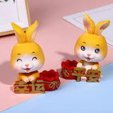 Maxbell Car Front Nodding Rabbit Figurines Sculptures Swing Doll Decor Ornament Cute Eyes Closed