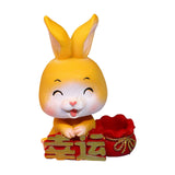 Maxbell Car Front Nodding Rabbit Figurines Sculptures Swing Doll Decor Ornament Cute Eyes Closed