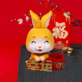 Maxbell Car Front Nodding Rabbit Figurines Sculptures Swing Doll Decor Ornament Cute Eyes Closed