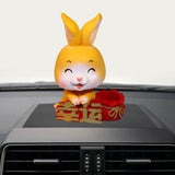 Maxbell Car Front Nodding Rabbit Figurines Sculptures Swing Doll Decor Ornament Cute Eyes Closed