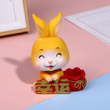 Maxbell Car Front Nodding Rabbit Figurines Sculptures Swing Doll Decor Ornament Cute Eyes Closed