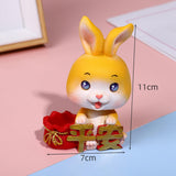 Maxbell Car Front Nodding Rabbit Figurines Sculptures Swing Doll Decor Ornament Cute Eyes Open