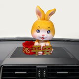Maxbell Car Front Nodding Rabbit Figurines Sculptures Swing Doll Decor Ornament Cute Eyes Open