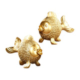 Maxbell 2 Pieces Chinese Goldfish Sculpture Figurine Desktop Decorative Cabinet
