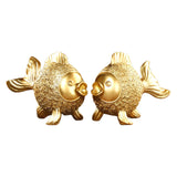 Maxbell 2 Pieces Chinese Goldfish Sculpture Figurine Desktop Decorative Cabinet