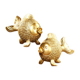 Maxbell 2 Pieces Chinese Goldfish Sculpture Figurine Desktop Decorative Cabinet