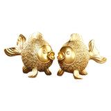 Maxbell 2 Pieces Chinese Goldfish Sculpture Figurine Desktop Decorative Cabinet