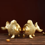 Maxbell 2 Pieces Chinese Goldfish Sculpture Figurine Desktop Decorative Cabinet