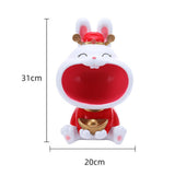 Maxbell Chinese New Year Rabbit Statue Art Figurines Resin for Home Snack Chains Style A